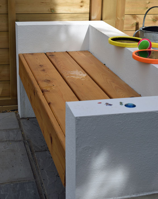 Small built in bench, converted from a very narrow raised bed